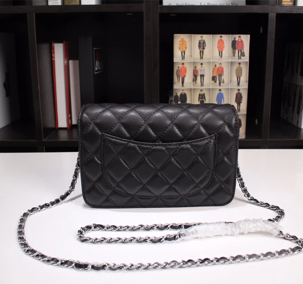 

2021 new arrival real leather woc cross body bag for lady female chain high quality cow lamb leather bag with credit card holder