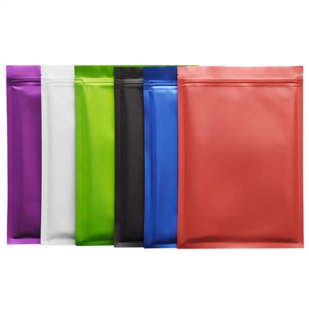 

Thick 100pcs Big Sizes Matte Black White Resealable Tear Notch Food Powder Storage Aluminum Foil Mylar ZipLock Plastic Flat Bags