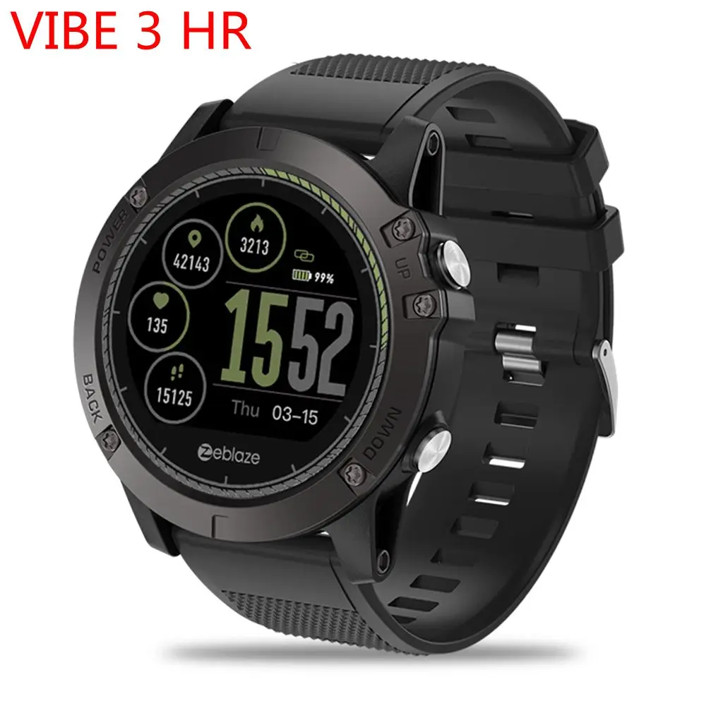 black VIBE 3 HR Zeblaze VIBE 3 ЭКГ Смарт часы мужские спортивные Шагомер монитор сна Поддержка 11 языков IP67 Smartwatch цветной дисплей Android IOS - Цвет: black VIBE 3 HR