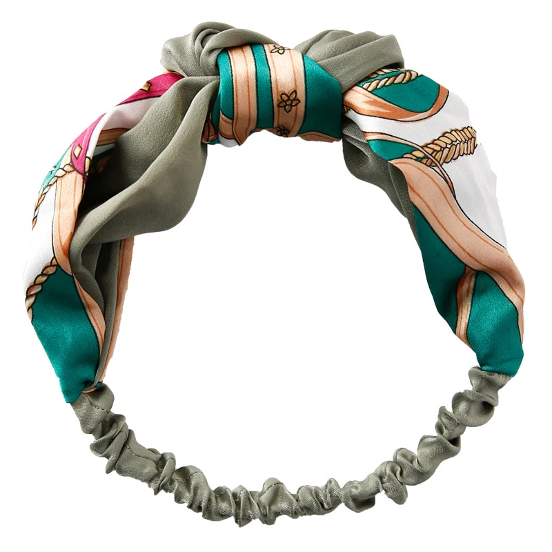 Женская тканевая повязка на голову элегантная Цветочная из шифона с узелком и