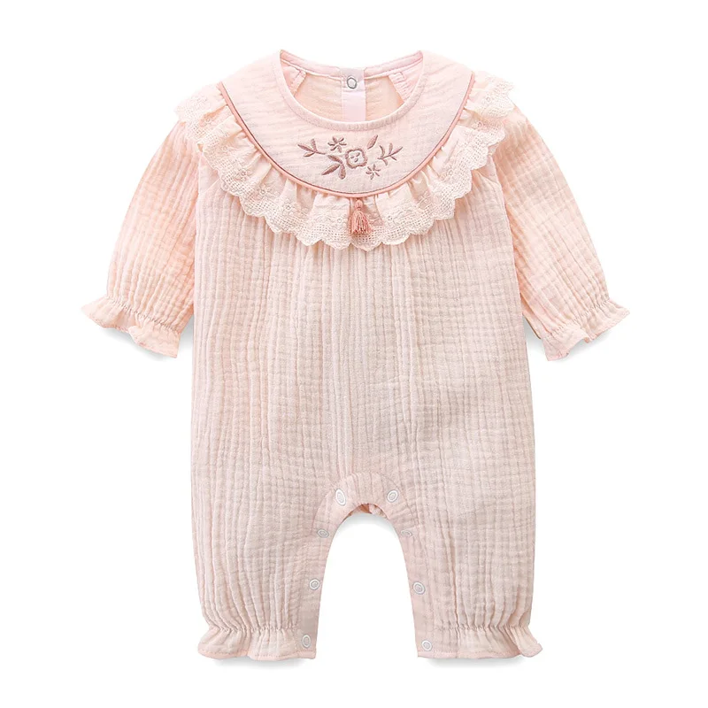 

Brand Children's Clothing 2021 Spring New Baby Bodysuit Baby Long Creeping Suit Baby Girl Lace Long Sleeve Clothes