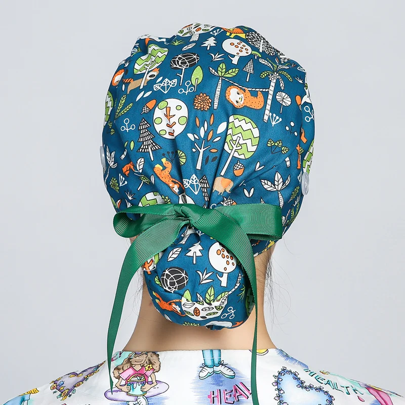 Шапки из хлопка регулируемые с принтом пуговицами |