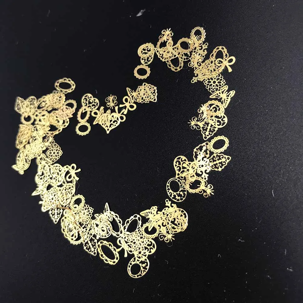 3D золотая коробка с блестками рождественские аксессуары для украшения ногтей