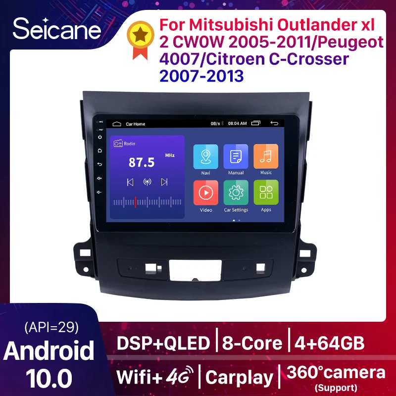 Автомобильный мультимедийный плеер Seicane DSP Android 10 0 2Din с радио и GPS для Mitsubishi Outlander 2