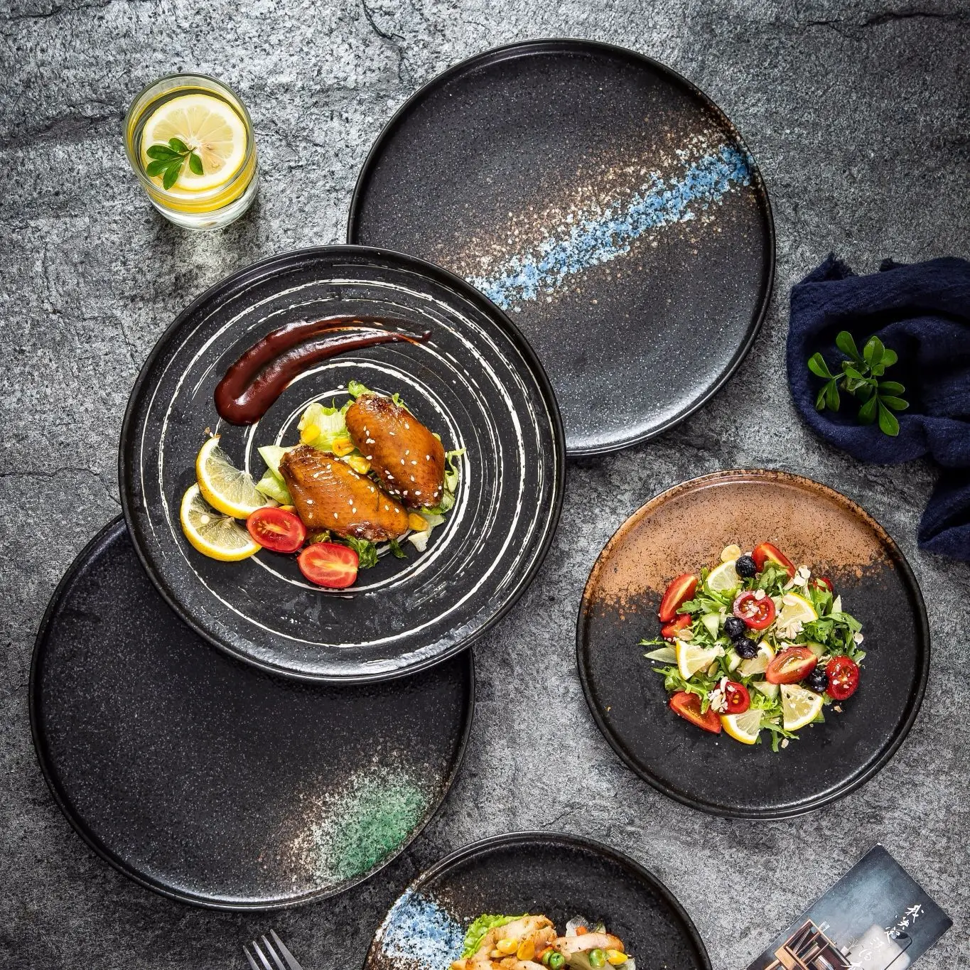 Красивые тарелки с узором в виде туманности блюдо для чая К салата европейский