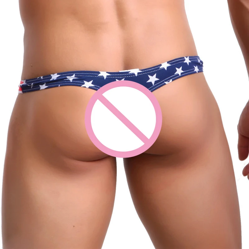 Сексуальное мужское нижнее белье трусы-брифы с флагом США мужские стринги бикини