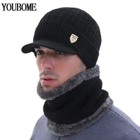 fashion winter beanies for men knitted hat scarf skullies beanies hat men warm neck thick balaclava mark women winter hat cap
