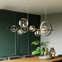 modern chandelier led glass balls for living room bedroom kitchen nordic pendant lamp decoration home indoor lighting long black