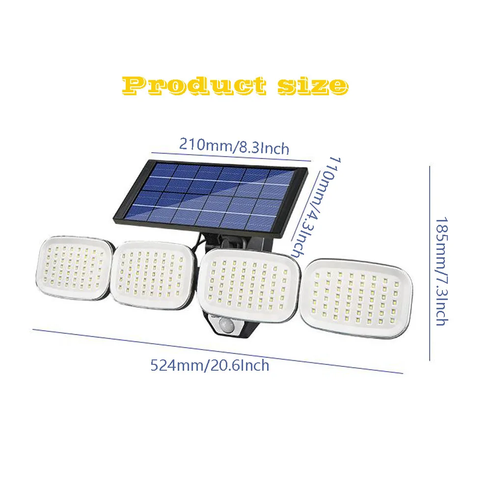 

200LED 240COD Solar Sensor Wall Light LED 4-head Rotatable Light Landscape Wall Lamp Garden Outdoor Waterproof Solar Lamps