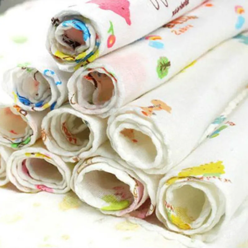 Детские Банные полотенца 8 шт./лот хлопковые марлевые детские с цветочным принтом