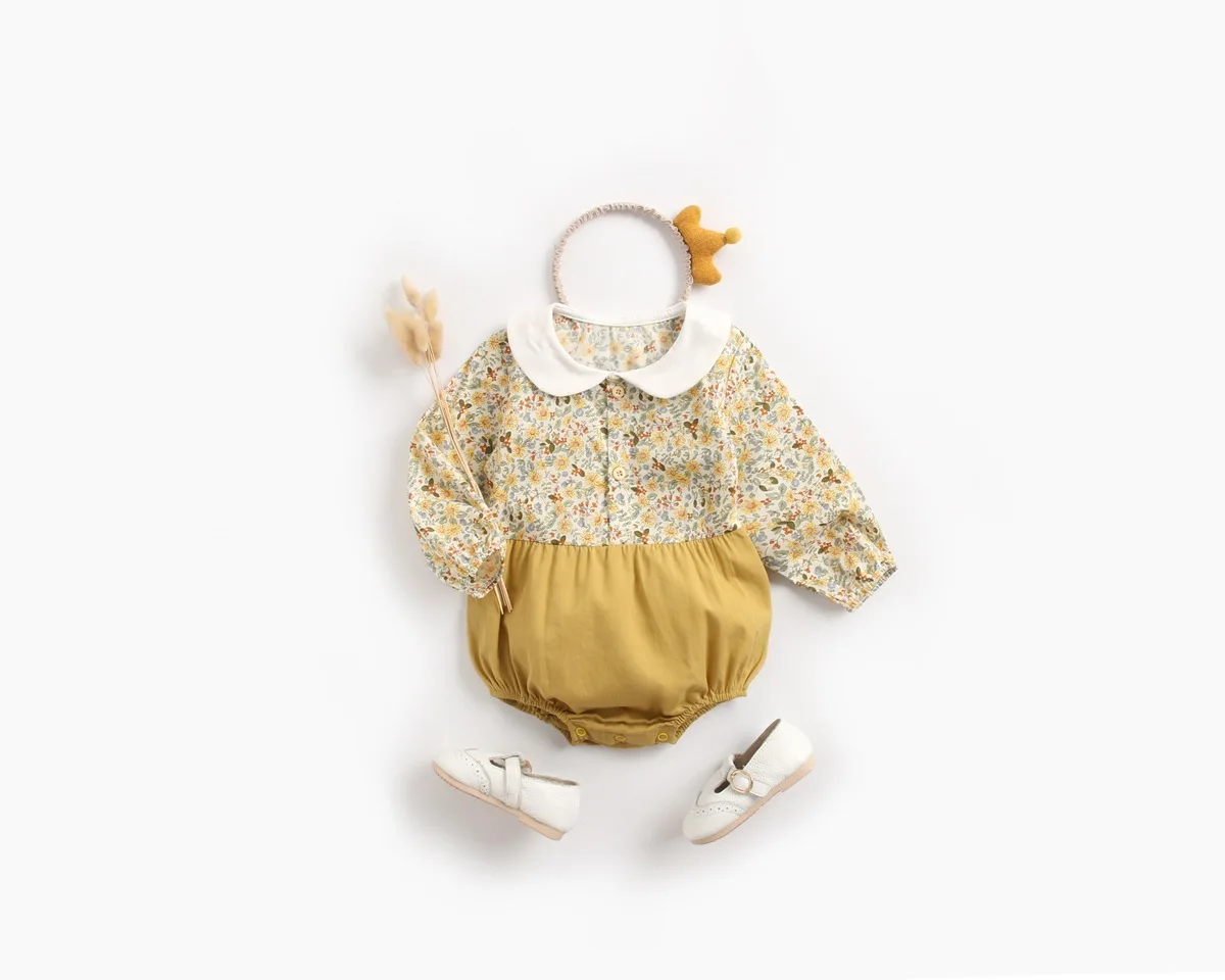 Комбинезон для новорожденных девочек Осенний Цветочный комбинезон младенцев