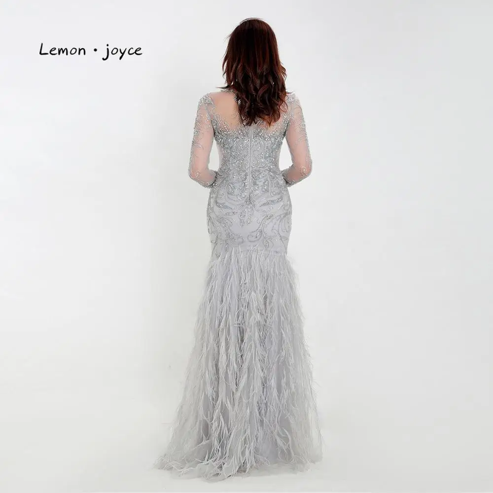 Женское вечернее платье Lemon joyce с длинным рукавом и перьями большие
