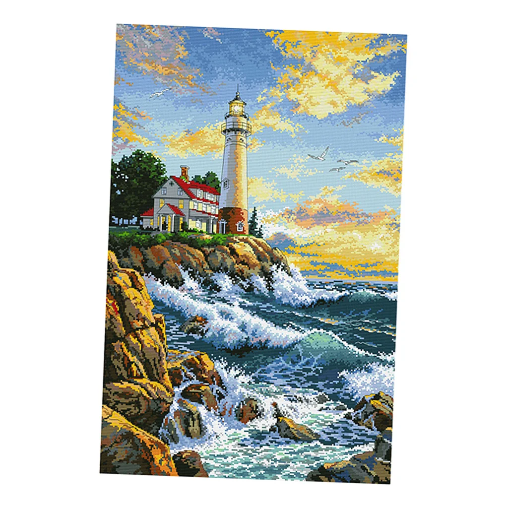 

Stamped Cross Stitch kit Printed Cloth 11CT Embroidery Crafts for Home Room Decor - Light House