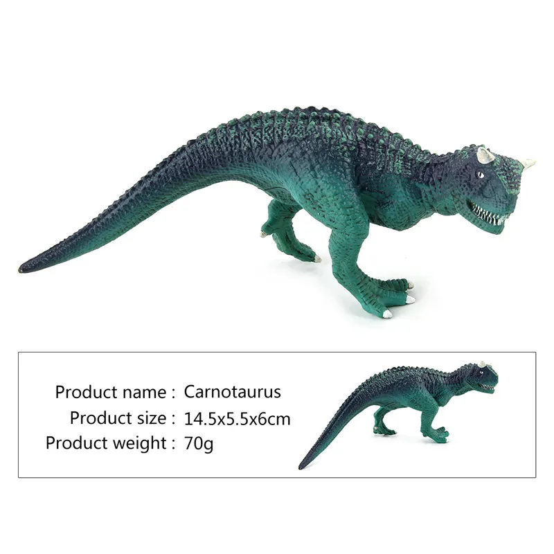 Оригинальные Динозавры юрского периода Indominus rex Spinosaurus raptor модель трицератопса коллекционные вещи Детские обучающие игрушки для детей подарок - Цвет: Carnotaurus blue