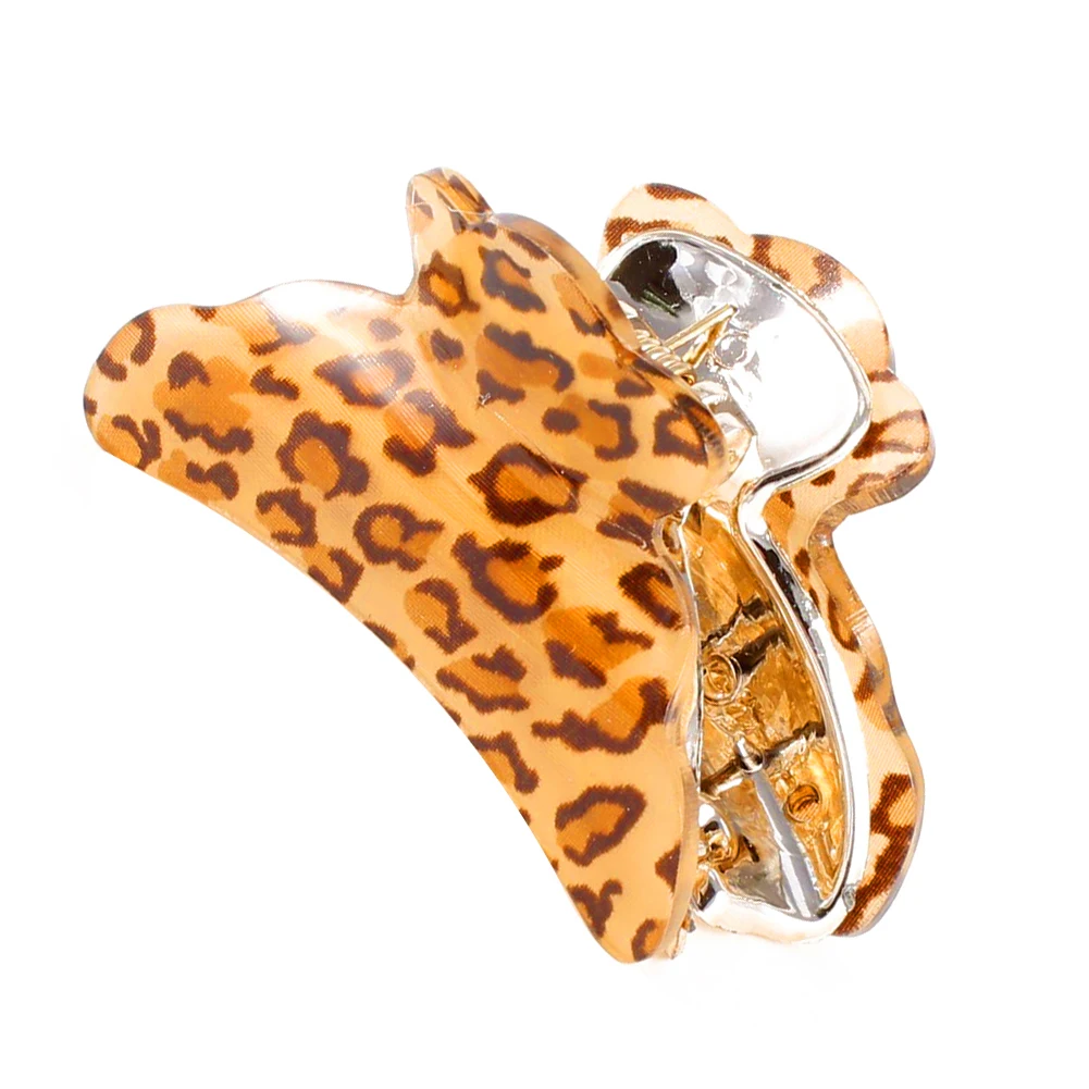 Пластиковые зажимы для волос женские толстые с леопардовым принтом пружинные