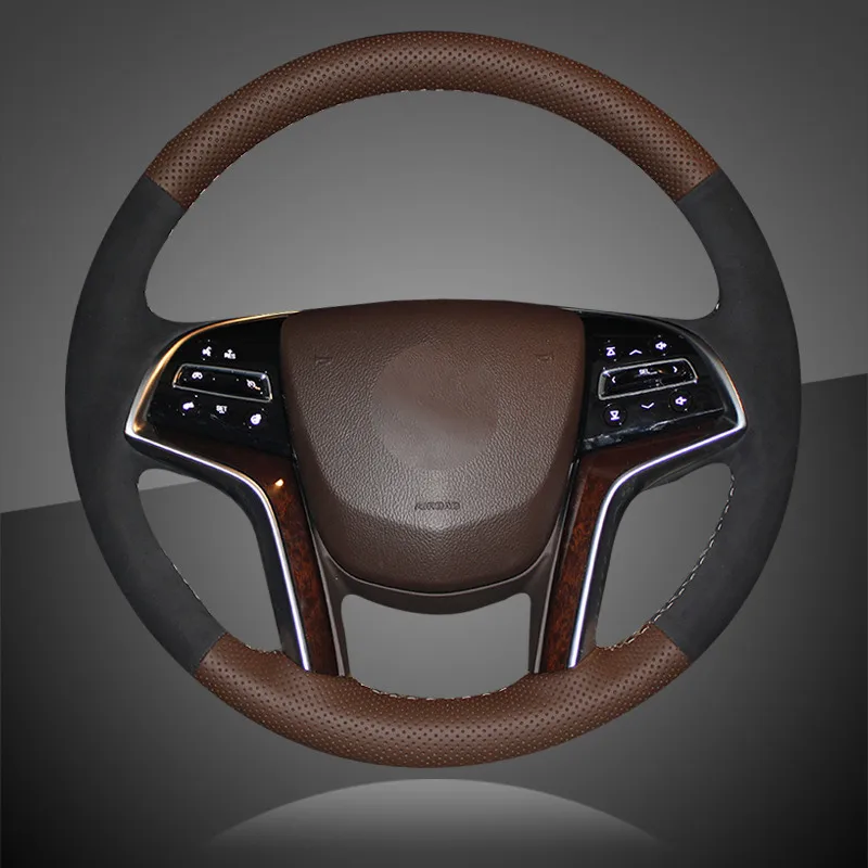 Авто оплетка на рулевое колесо Крышка для Cadillac SRX 2013 2015 XTS 2017 ручной пошив кожаный