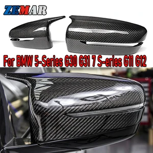 carbon fiber blackwhite replacement rearview side mirror covers cap for bmw g30 g31 g11 g12 g14 g15 8 7 5 series 2018 2019 2020 free global shipping