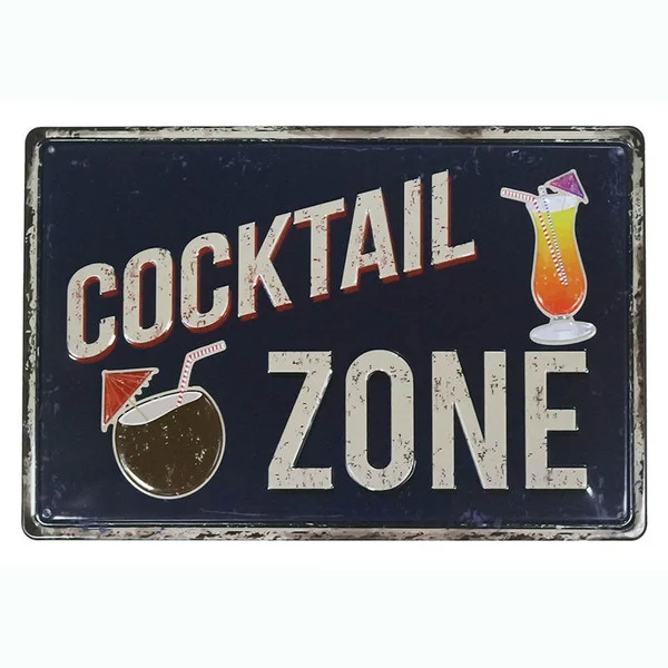 

Cocktail Zone Vintage Tin Metal Signs Pub Bar Decor Art Wall Poster