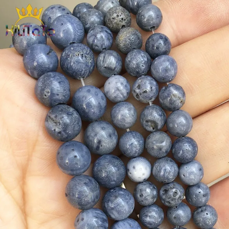 Бусины из натурального камня круглые синие коралловые бусины россыпью для