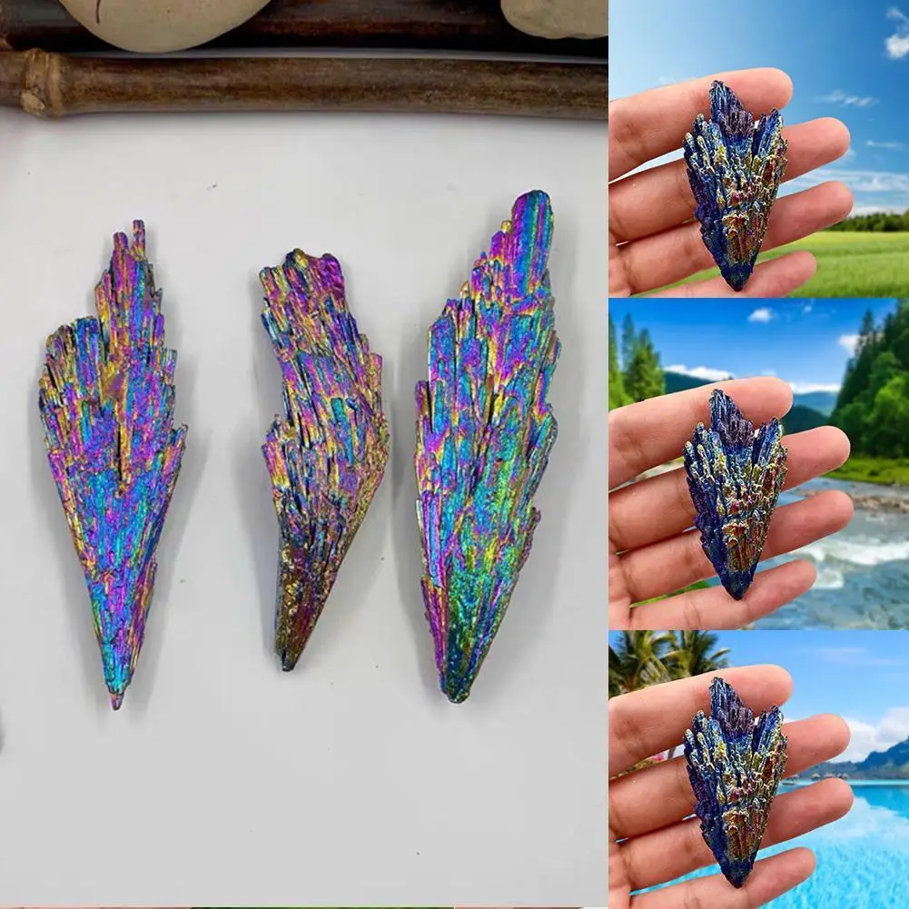 

Natural Crystal Rough Color Peacock Decorative Ornaments Mineral Crystal Specimen Cluster Stone Jet Quartz H2G0