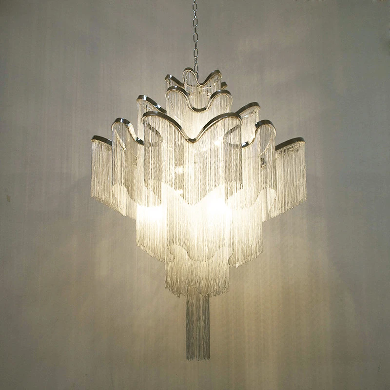 

Nordic Luxury Tassel Chain Pendant Lamp Silver Gold Fringed Hanging Pendant Lamp Living Dining Room Home Decor Light Fixtures