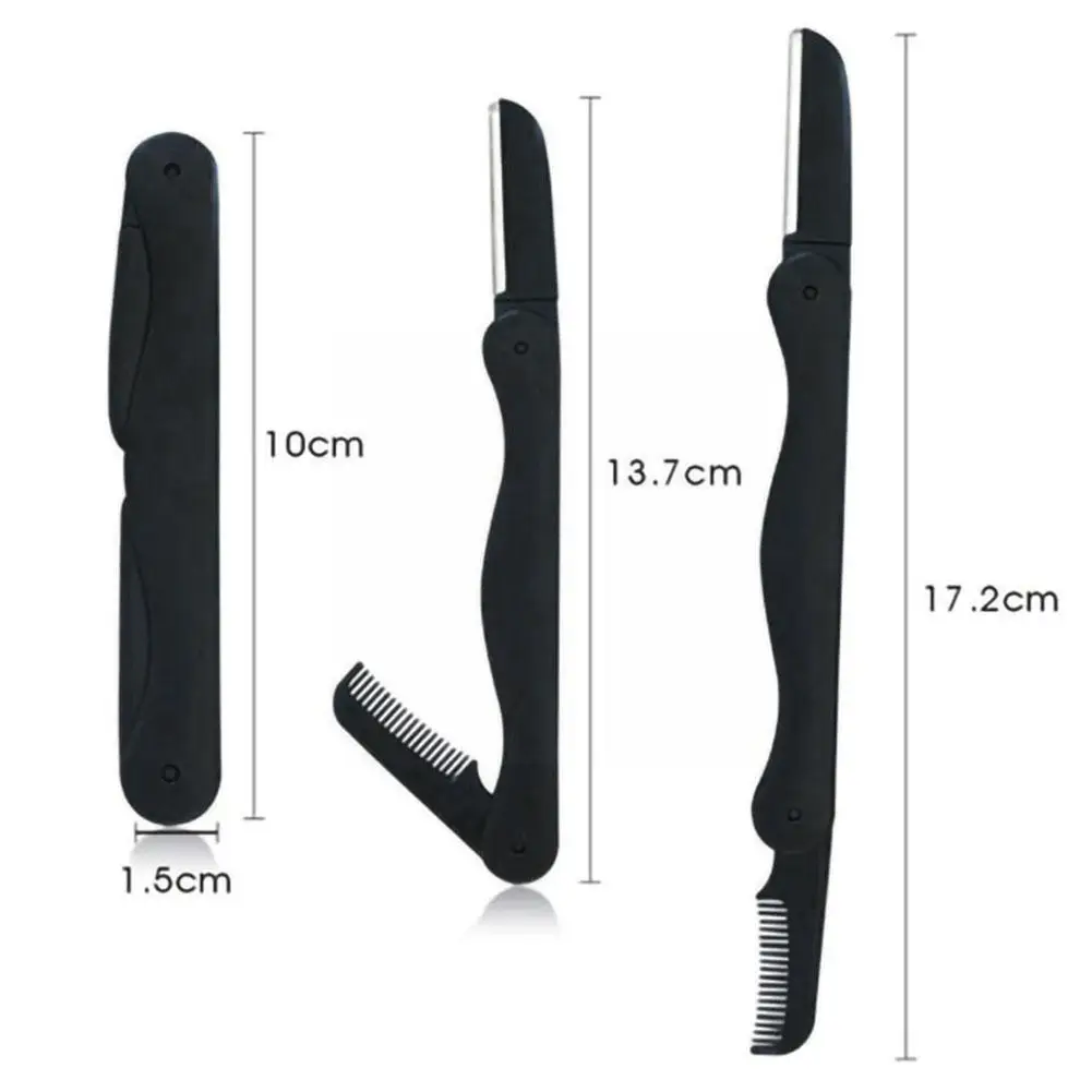 

Steel Blade Eyebrow Trimmer With Comb Multifunctional Women Folding Makeup Shaver Blades Tools Trimmer Eyebrow Razor I1O5