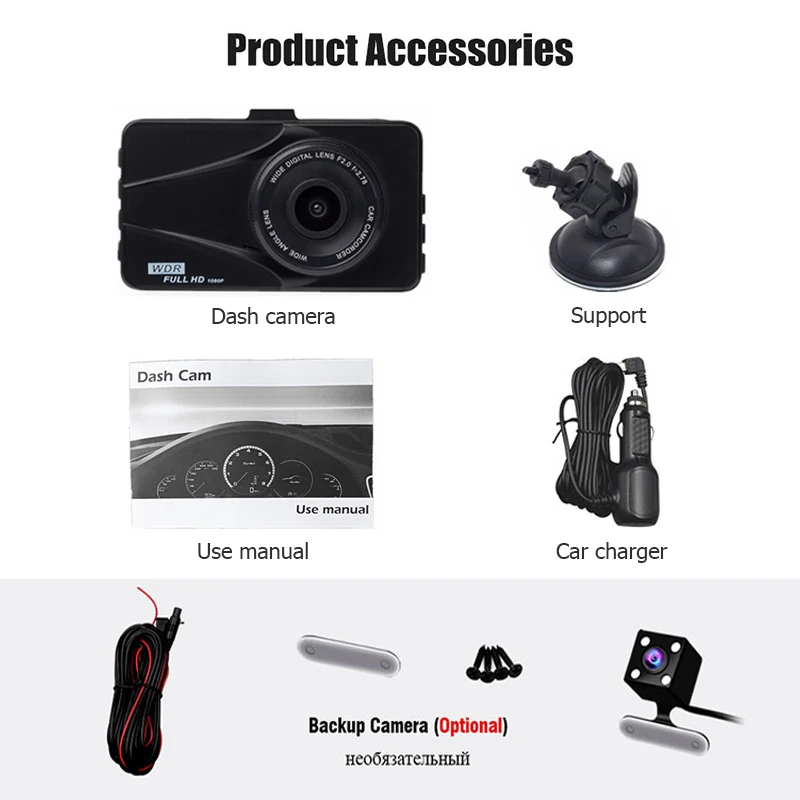 

Vikewe Mini Car Dvr Camera HD 1080P 3'' IPS Dash Cam Dual Lens Night Vision Video Recorder Car G-sensor Parking Monitor DashCam