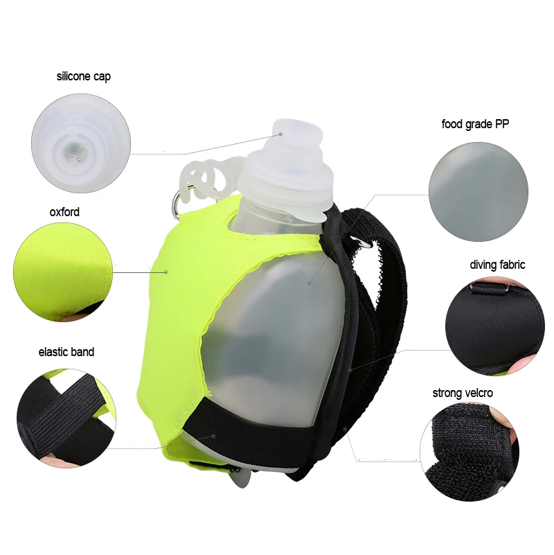 

Mini Running Wrist Water Bottle Kettle Holder Wrist Storage Bag Hydration Pack Soft Flask For Marathon Riding Fitness Climbing