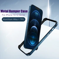 metal bumper case for iphone 13 pro max luxury aluminium alloy silicone frame protective cover for iphone 12 pro mini