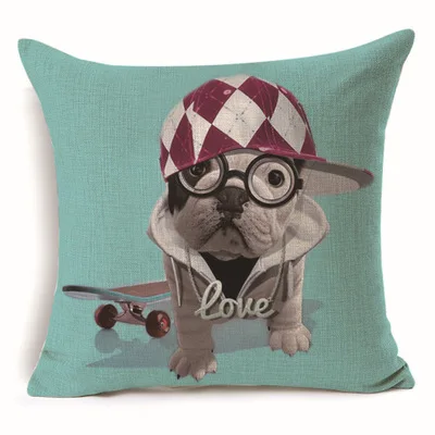

Cute Animal Portrait Still Life Dog Office Cushion Cover Literary Fan Car Cotton Cushion Cover Car Decoration Cushion Cover