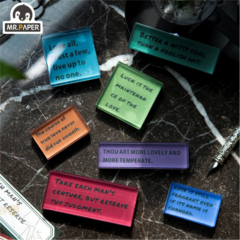Mr. Paper Romantic Poet Shakespeare Series Wooden Rubber Stamp Used for Scrapbook Decoration DIY Craft Standard Wooden Stamp