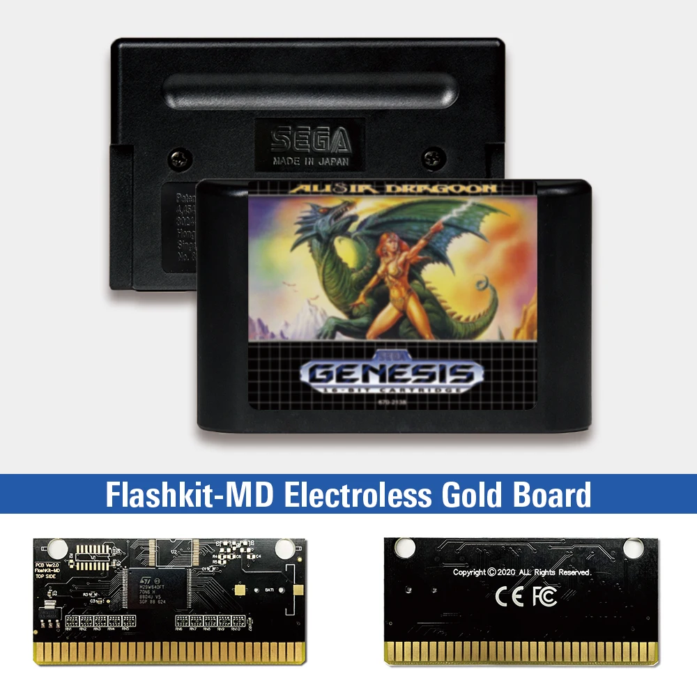 

Alisia Dragoon - USA Label Flashkit MD Electroless Gold PCB Card for Sega Genesis Megadrive Video Game Console
