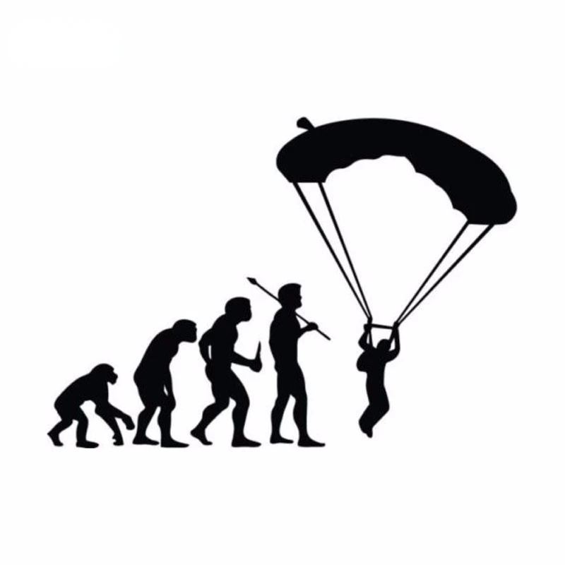 

Fashion Cartoon Evolution Parachute Vinyl Car Stickers Accessories 13x8cm
