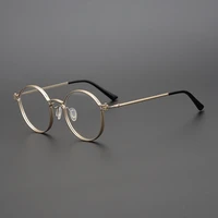 vintage round hand made titanium prescription eyeglasses men full rim retro glasses frame women reading optical myopia eyewear
