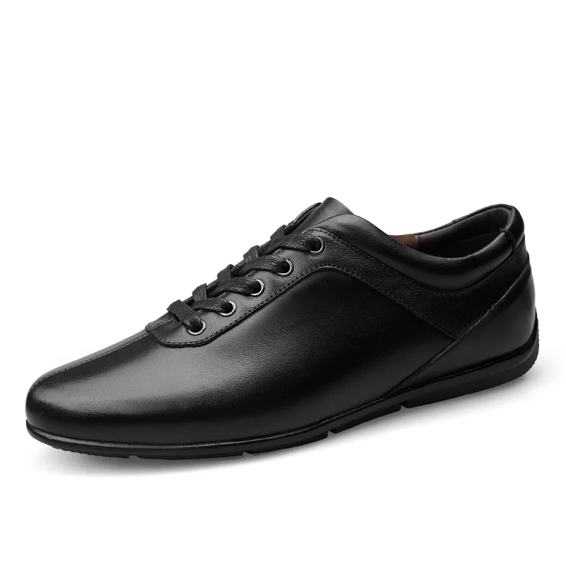 

Spring Autumn New Hot Fashion Men Lace-up Leather Casual Shoes Trend Shoes Cool Loafers Flats Size37-47 Black Leather Flats %