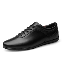 spring autumn new hot fashion men lace up leather casual shoes trend shoes cool loafers flats size37 47 black leather flats
