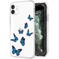 iphone 11 12 pro 11pro max 12 mini 6 6s 7 8 plus se 2020 clear phone case cute blue little butterflies phone case for women