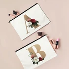 Женская косметичка с цветами и буквами шрифтов A B C D E F G, модная косметичка с алфавитом, сумки для макияжа на молнии, дорожный органайзер для мытья косметики