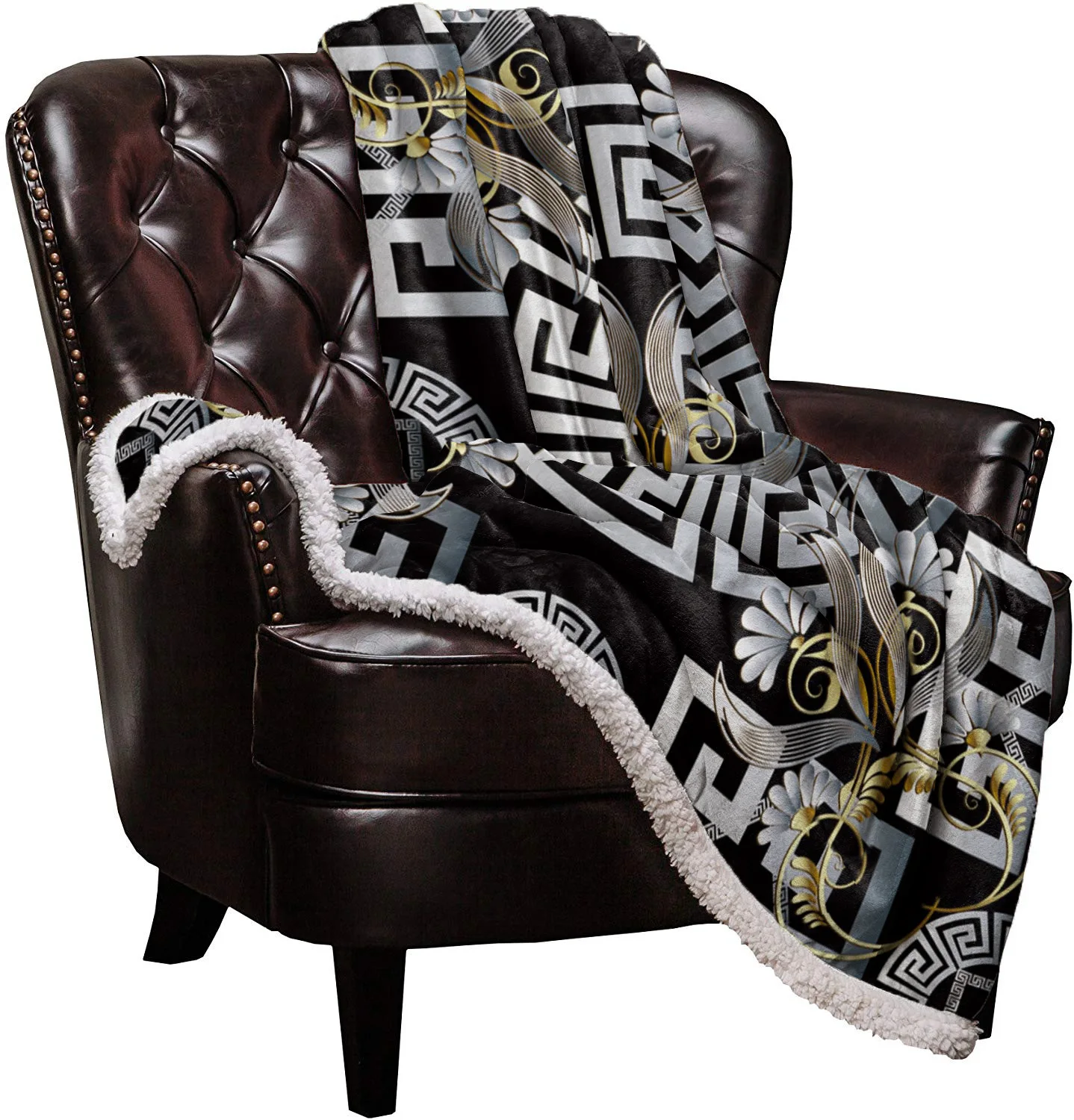 Мандала Серебряный цветок круг водоворот теплое мягкое одеяло офис диван