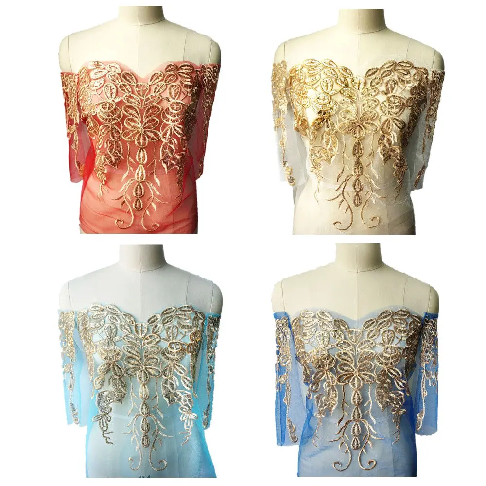 1 комплект золотые блестки Белый Красный сетка вышивка свадебное платье