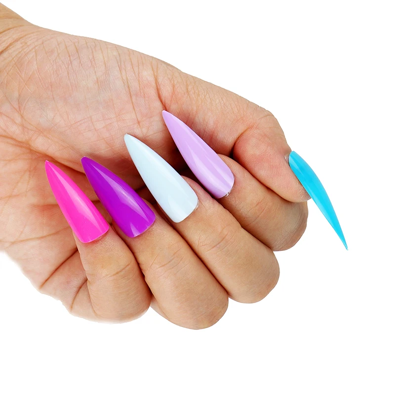 100 шт. длинные Типсы для дизайна ногтей накладные ногти-стилеты разные цвета