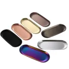 1 шт. поднос для свечей Нержавеющаясталь: отделение для хранения косметики Nordic Стиль Овальный ароматерапия небольшой блюдо из розового золота Серебристая черная бронза