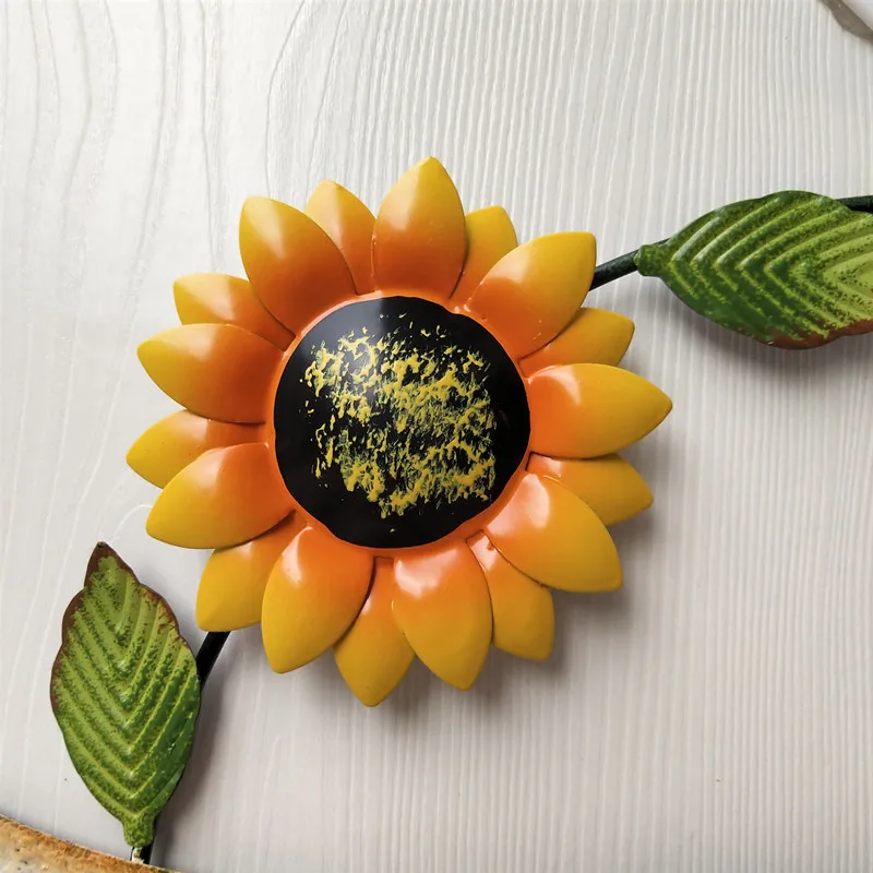 

Pastoral Creative Living Room Wall Decoration Wall Decoration WELCOME Small Bee Beetle Sun Flower Iron Art Pendant,2 Pcs