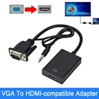 Адаптер VGA к HDMI, 1080P, конвертер Папа-мама, цифровое Аналоговое видео, аудиоразъем 3,5 мм, для PS4, ноутбуков, ПК, проекторов