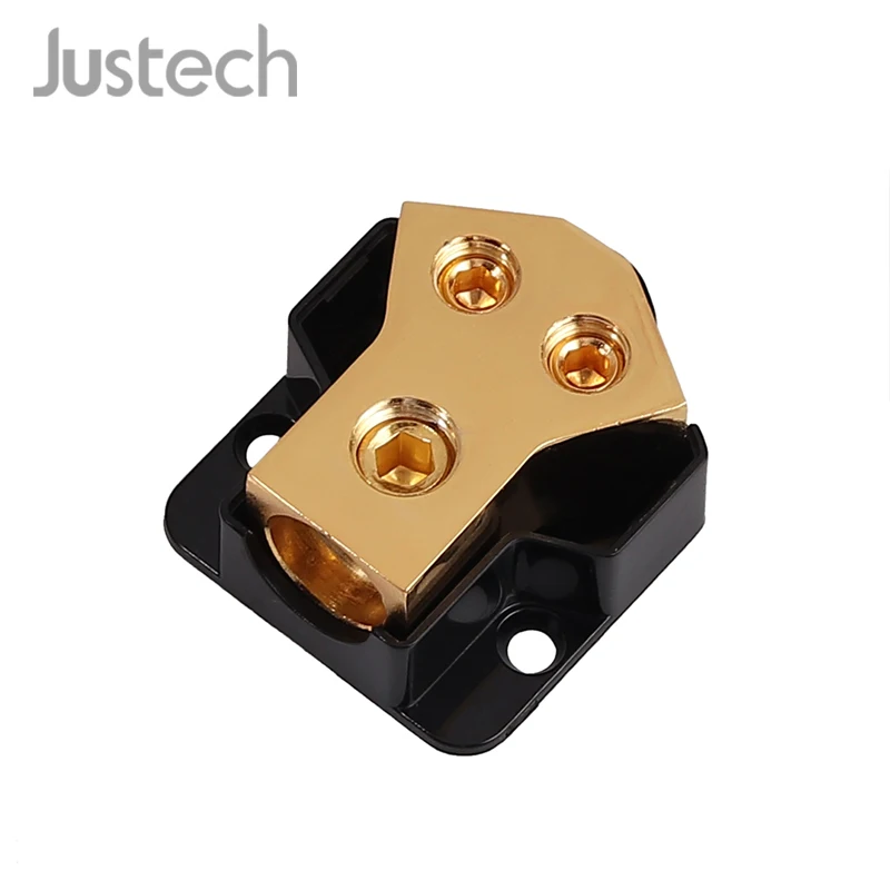 

Justech 1Pcs 2 Way Amp Copper Power Distribution Block 0/2/4 Gauge in 4/8/10 Gauge Out For Auto Boat Car Audio Splitter