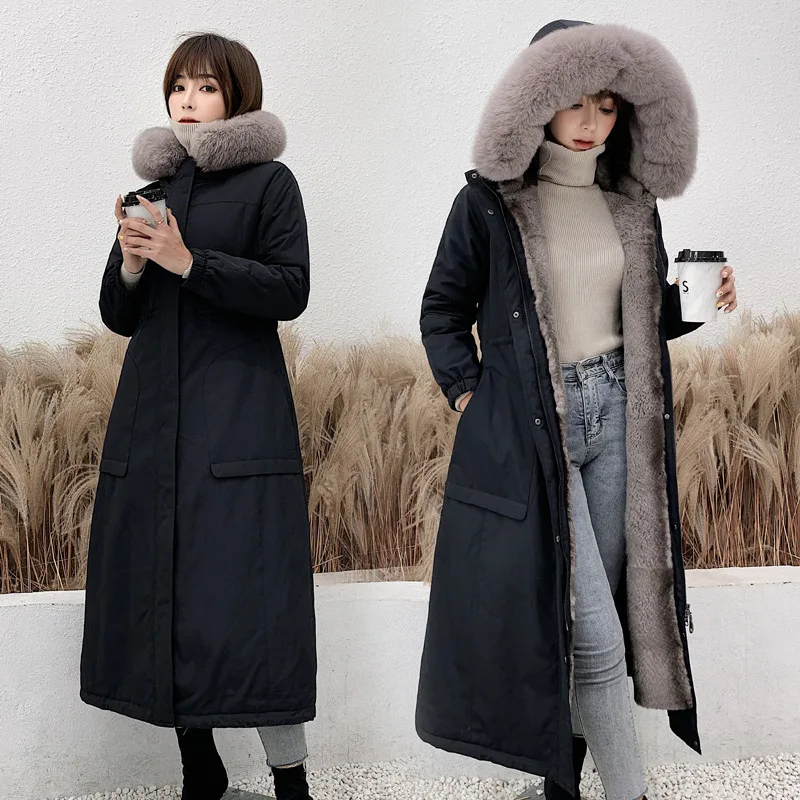 Зимняя парка с натуральным мехом норки длинная ветрозащитная куртка на коленях