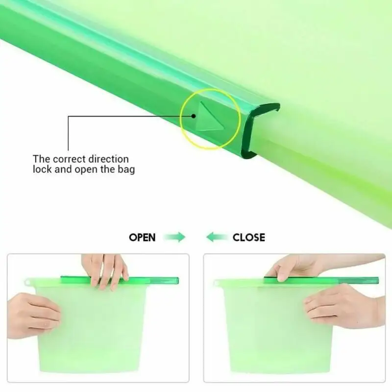 

1.5L Reusable Ziplock Vacuum StorageBag Silicone Food Freezer Fresh Preservation 4 Colors