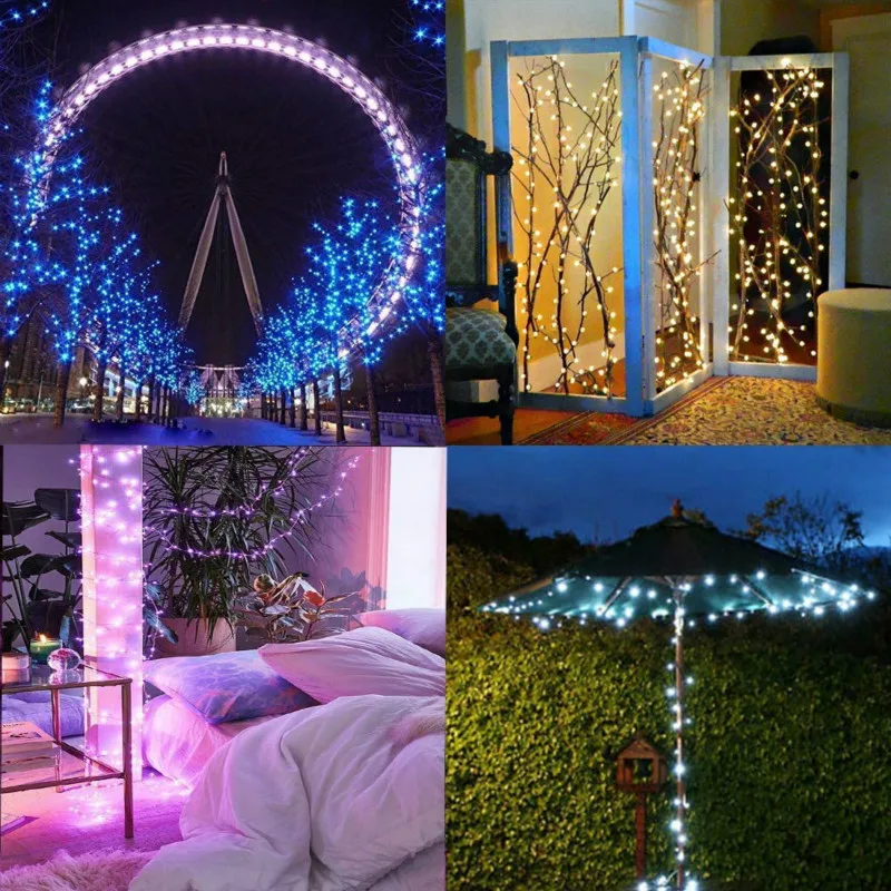 

10m 5m RGB Copper Wire LED Light String 4 Modes 16 Multicolors Christmas Holiday Home Xams Party Outdoor Decoration Fairy Lights