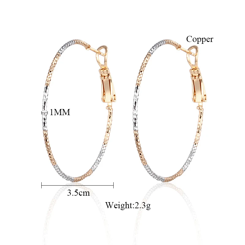 3.5cm MAIKALE Simple Big Hoop Earrings Gold/silver Color Plated Metal Large Round Circle Earrings for Women Accessories Jewelry Gifts - Окраска металла: 3.5cm