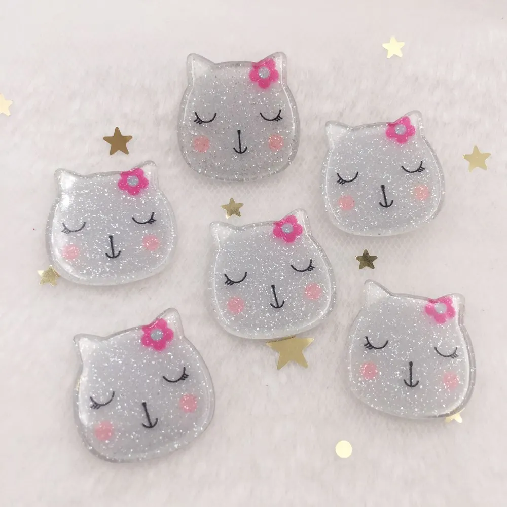 10 шт Блестящий Красочный Милый серый Кот с плоской задней стороны горный